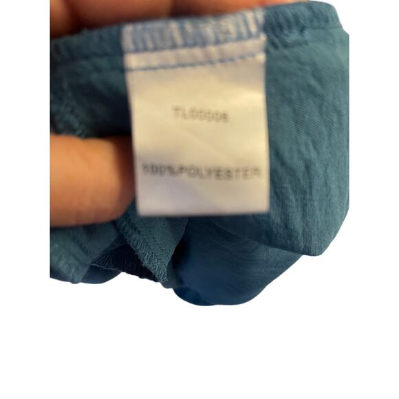 Blue Wide-Leg High-Waisted Tie-Front Pants – Size Large – Flowy Minimalist Chic - Picture 6 of 10